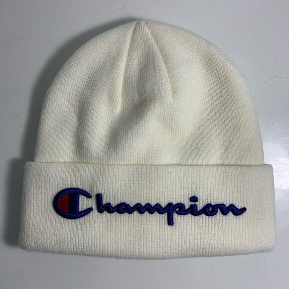 COPY - ⭐️Champion close-fit cotton ribbed white beanie hat - Picture 1 of 3